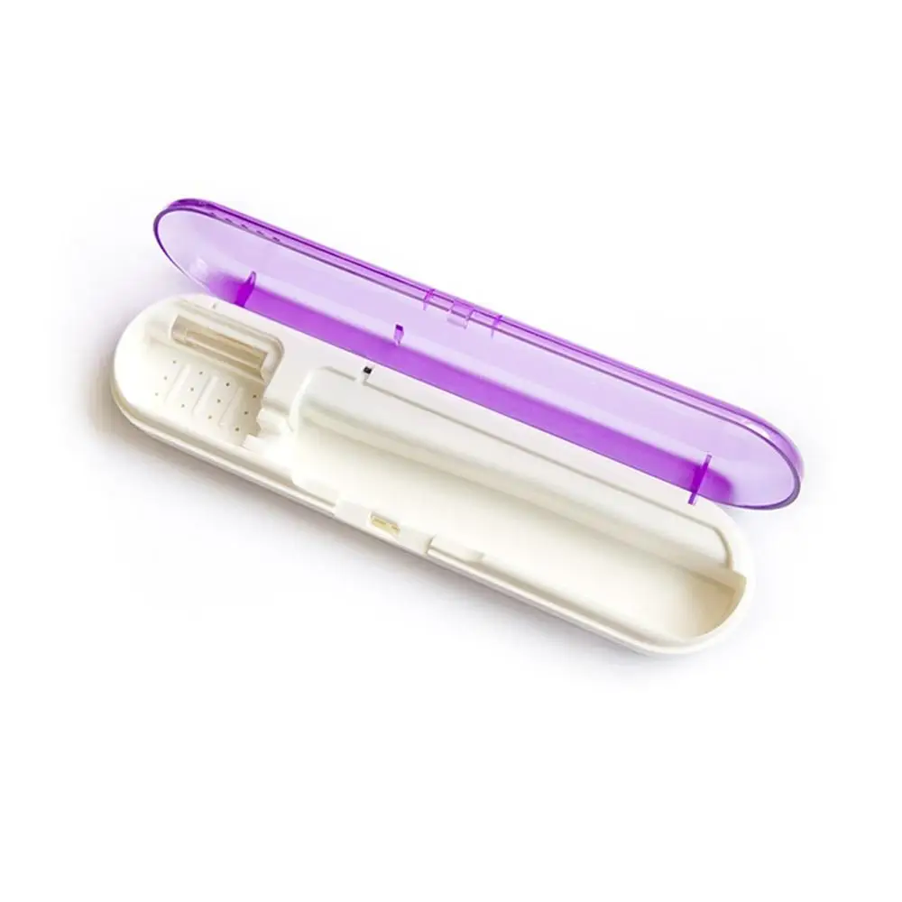 2 In1 UV Disinfection Toothbrush Box Toothbrush Head Sterilizer Portable Toothbrush Case Power By Battery For Household Travel - Цвет: Purple