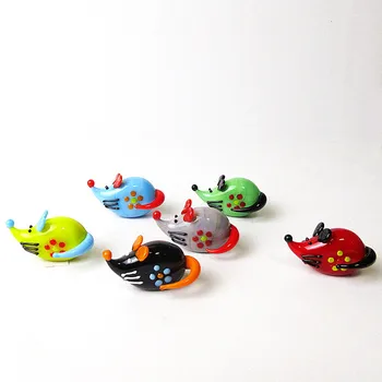 

6pcs Colorful handmade Murano glass mouse Figurines ornaments Home Fairy garden decoration Miniature Animals glass statues rat
