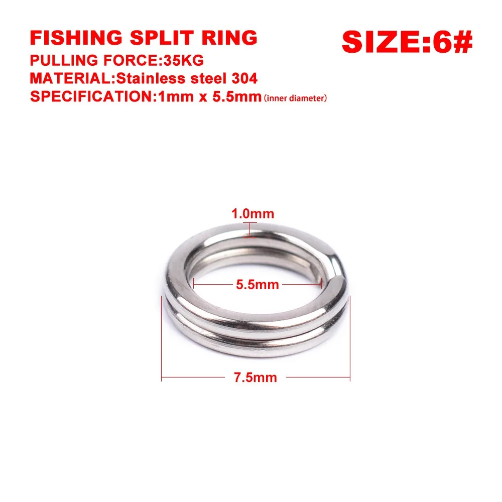 100Pcs Fishing Rings Stainless Steel Split Rings High Quality Strengthen  Solid Ring Lure Connecting Ring for Fishing Accessories