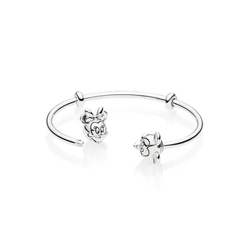 

New 925 silver Mickey Mouse Open Set Fit original beads Bracelet Moments charm Bracelet bangles Jewelry Gifts for women