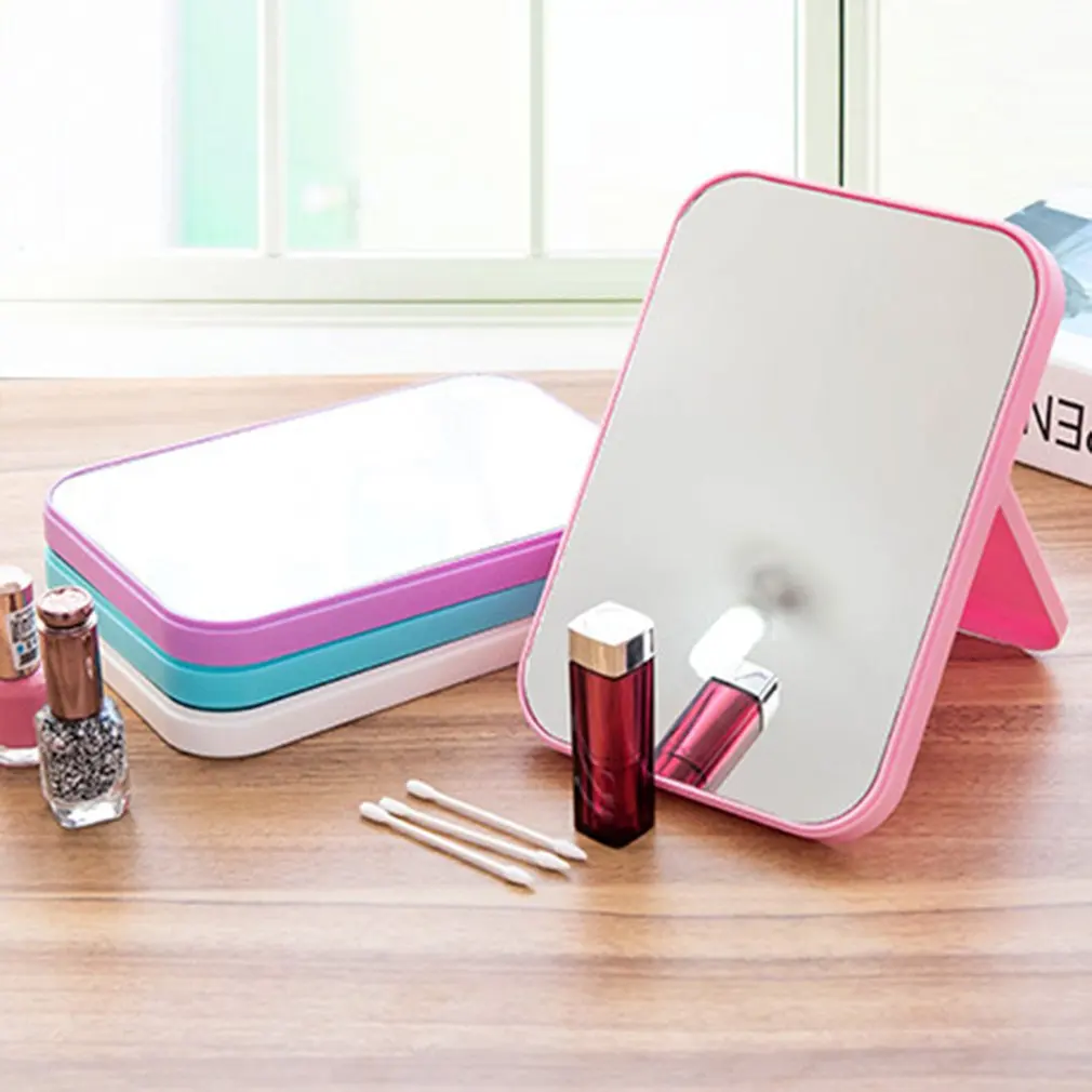 Simple Rectangular Desktop Mirror HD Makeup Mirror Desktop Dressing Mirror Folding Portable Makeup Mirror