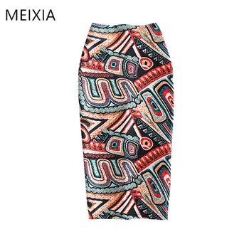 

MEIXIA Women Vintage Skirts Flower Printing High Waist Bodycon Skirt Slim Midi Split Sexy Pencil Skirts Female Falda 24 Patterns