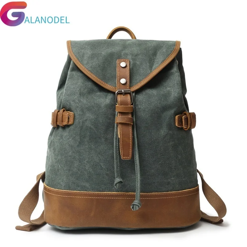 

New M293 Canvas Leather Backpacks for Men Vintage Waterproof Laptop Daypacks Teenagers Travel School Bags Designer Rucksacks