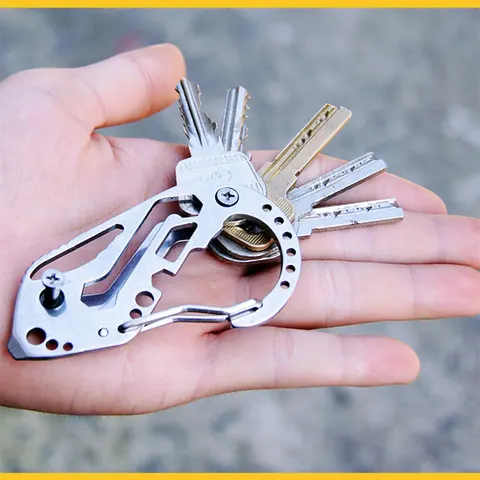 EDC Tools Outdoor Sports Camping Portable Steel Screwdriver Wrench Carabiner Safety Keychain Self Defense defensa personal