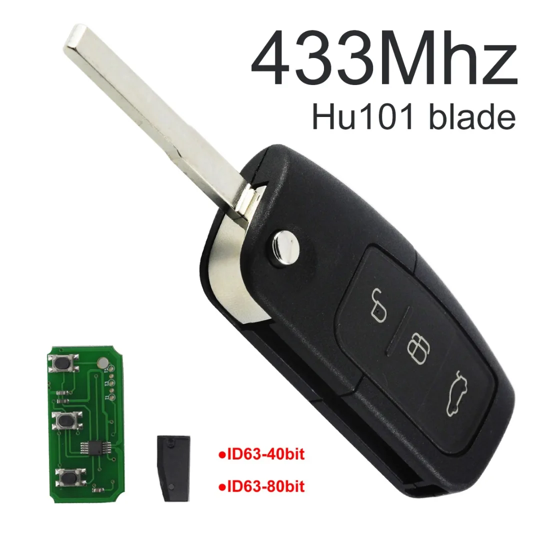 3 Button 433MHZ Flip Remote Control Car Key for Ford Focus 2 3 mondeo Fiesta 3 Button 433MHZ Flip Remote Control Car Key for Ford Focus 2 3 mondeo Fiesta