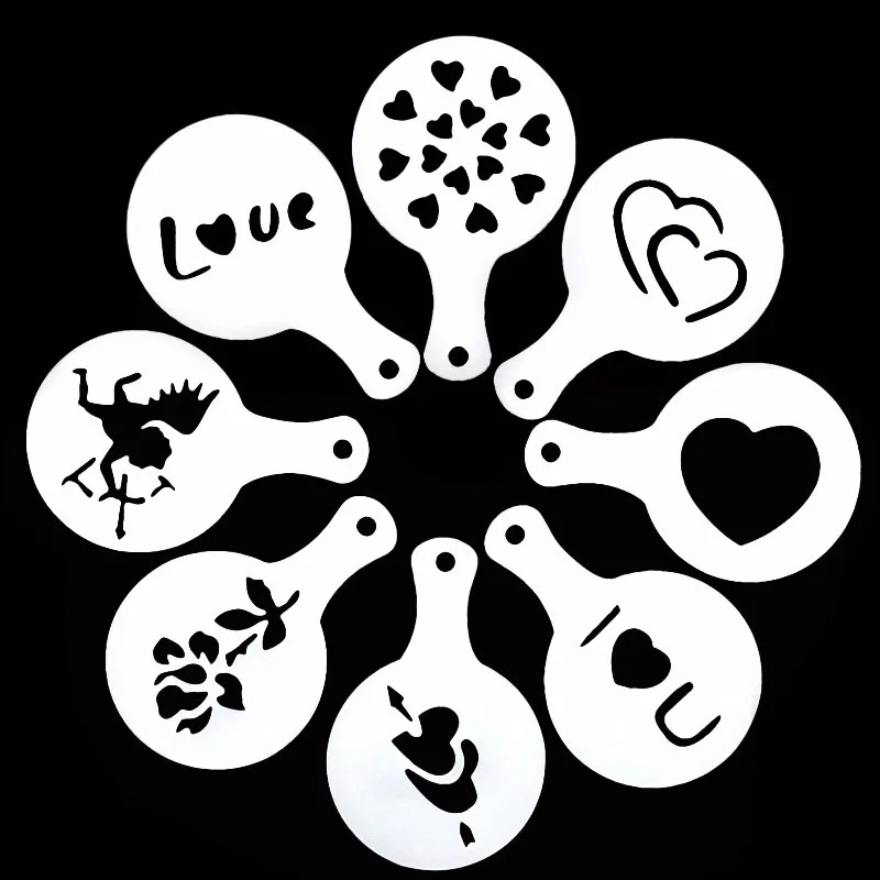 

8PC Cake Decorating Stencil Molds Set Wedding Cake Coffee Stencils Cake Templates Spray Floral Cake Mold Wedding Cake Decorating