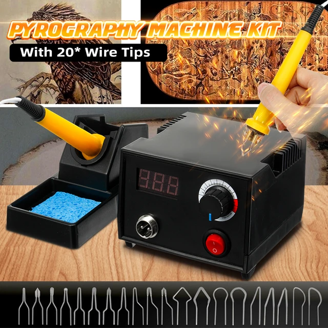 Adjustable Temperature Wood Burner Pyrography Pen Burning Machine Gourd  Crafts Tool Set With Wire Tips Cleaning Sponge 110v 30w - Electric  Soldering Irons - AliExpress