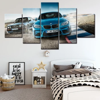 

Canvas Printed Poster Home Decor 5 Pieces HD Blue Sport Car Paintings Wall Art Pictures Living Room Modular Framed