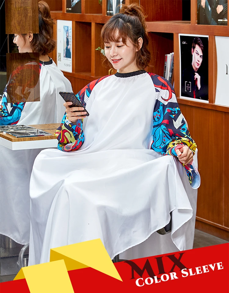 Corte de Cabelo Avental à Prova Color Manga Longa Cabelo Cabo Multi-color Salão Cabeleireiro Dwaterproof Água Pano Vestido Envoltório 1414 Mix 2 prova dwaterproof água cabeleireiro pano vestido envoltório 1414