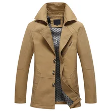 Men Spring New Business Casual Trench Coat Jacket Men Brand Fashion Long Sleeve Cotton Solid Washed Trench Coat Men