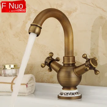 

Ouio Copper European Style Vintage Ceramic Tap Rotatable Water Extractor Hot And Cold Mixing Faucet Kitchen Faucet