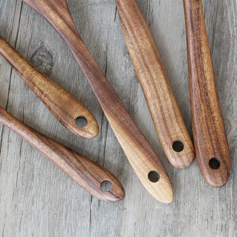 Набор Кухонной Утвари Деревянный инструмент-ложка антипригарный горшок ручной работы натуральный тик производство без любой краски