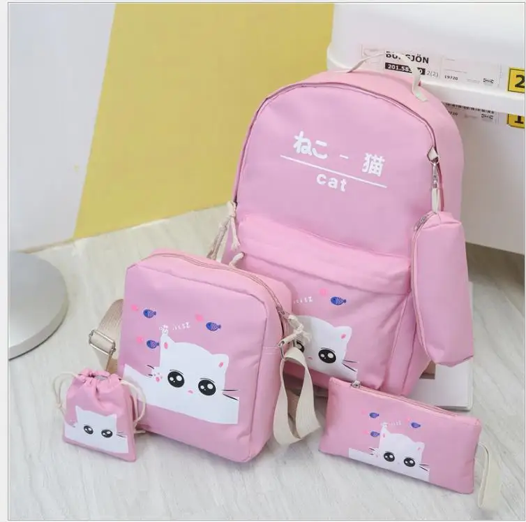 Холст 5 шт./компл. школьные рюкзаки Колледж школьный мода Plecak для подростков, для мальчиков и девочек, рюкзак Moclilas сумка