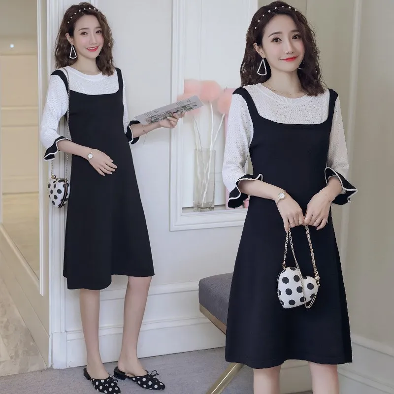 

Maternity Clothes Summer Wear Dress Fashion Hot Mom Fashion Mid-length Viscose Knitted Loose-Fit Pregnant Women Dress Women's