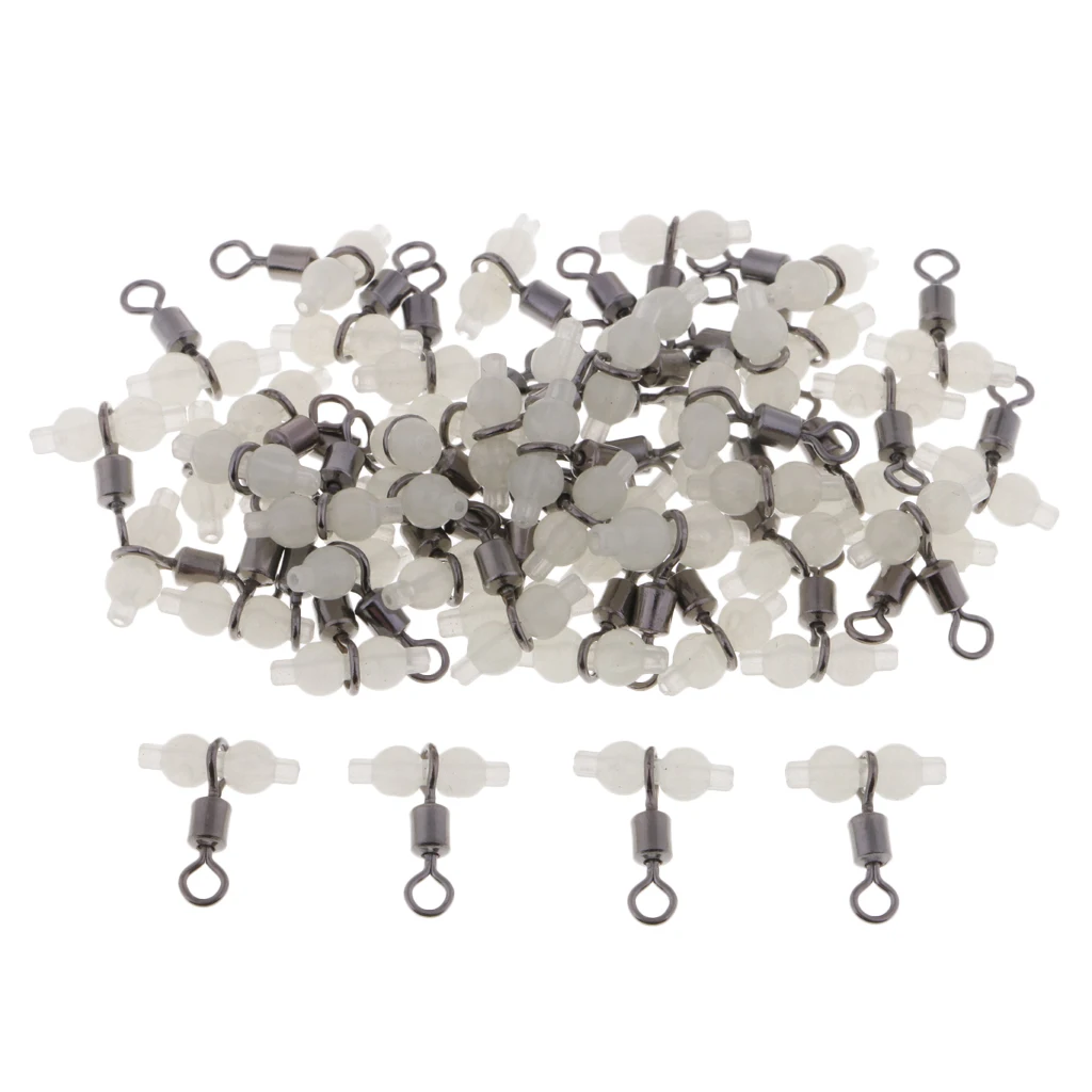 50Pcs Stainless Steel Luminous 3 Way Fishing Swivels Cross Line Connectors - Produce Different Colors Under Different Light