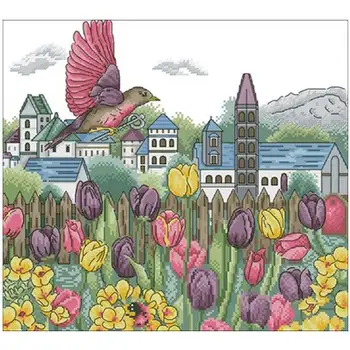 

Tulip Garden-Bird patterns Counted Cross Stitch 11CT 14CT 18CT DIY Cross Stitch Kits Embroidery Needlework Sets home decor