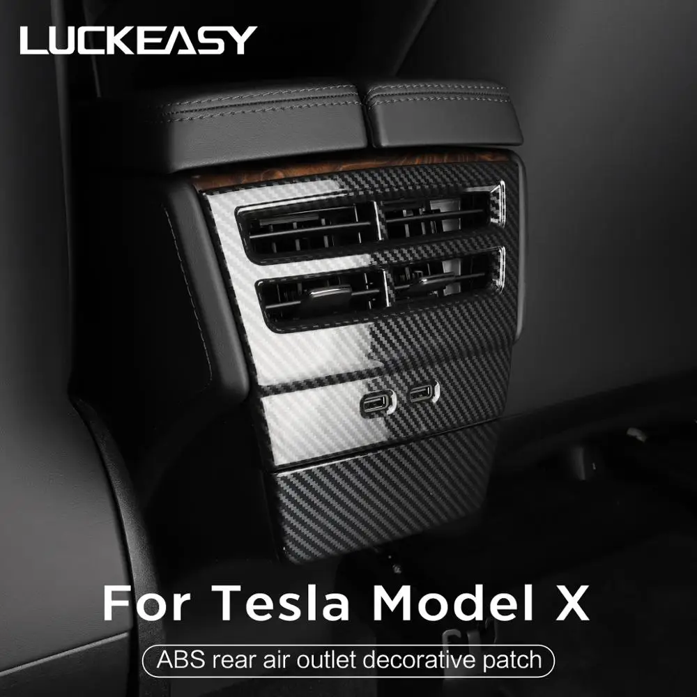 LUCKEASY автомобиля ABS задняя воздуха на выходе декоративная заплатка для Tesla модель X- с украшением в виде пуговицы защиты 2 шт./компл