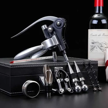

Wine Bottle Opener Set Rabbit Red Wine Opener Corkscrew Pourer Tire Bottle Cork Opener Kits Tools Bottle Openers #05