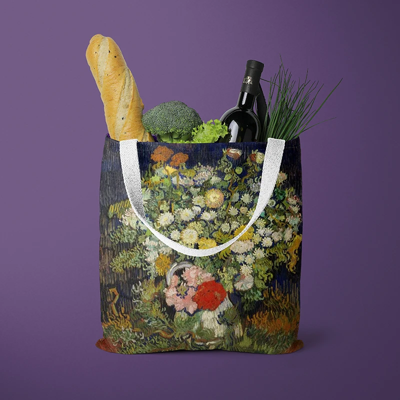 New Van Gogh Oil Painting Canvas Tote Bag Retro Art Fashion Travel Bag Women Leisure Eco Shopping High Quality Foldable Handbag New Van Gogh Oil Painting Canvas Tote Bag Retro Art Fashion Travel Bag Women Leisure Eco Shopping High Quality Foldable Handbag