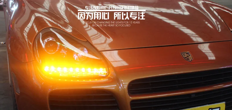 DY_L автомобильный Стайлинг светодиодный головной фонарь для Porsche Cayenne фары для Cayenne светодиодные ангельские глазки DRL H7 HID Биксеноновые линзы ближнего света