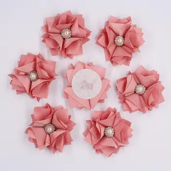 

Dark Pink 100Pieces/Bag 5.5CM Fabric Rose Flower Handmade Silk Pearl Flowers DIY Boutonniere Girl Hair Cloth Shoes Accessories