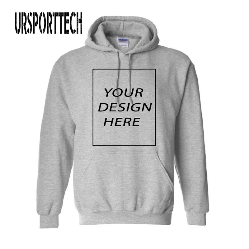  URSPORTTECH Customized With Own Logo Pullover Hoodies Men Adult Printed Thick Sweatshirt Colorful B