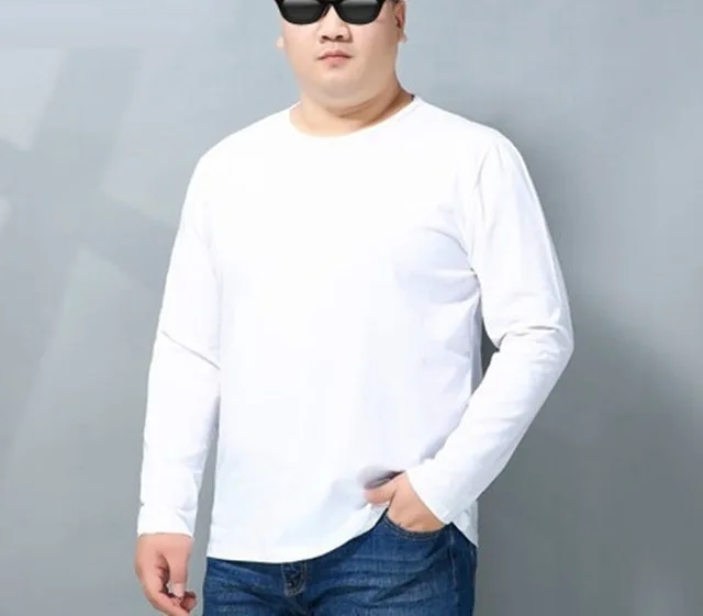 Мужская зимняя хлопчатобумажная футболка длинные рукава Большие размеры плюс 6XL 8XL 10XL 12XL футболки 52 54 56 60 62 64 68 70 170 кг 150 Топы красный - Цвет: white