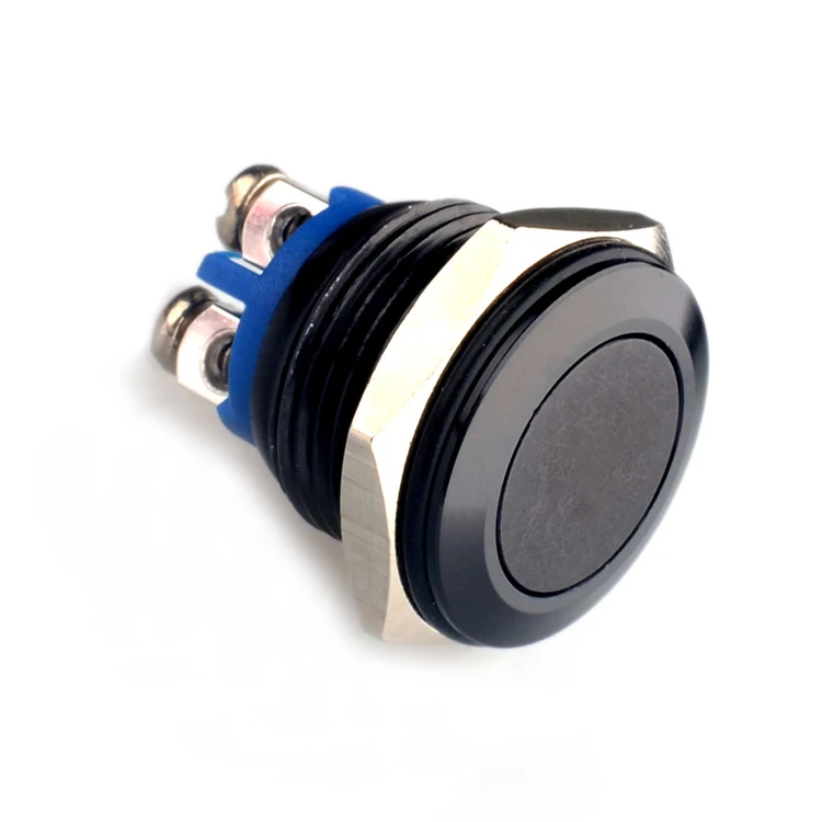 

16mm Metal Shell 220V/120V Push Button Momentary 1NO Pin Screw Terminal Reset Waterproof Black Switch
