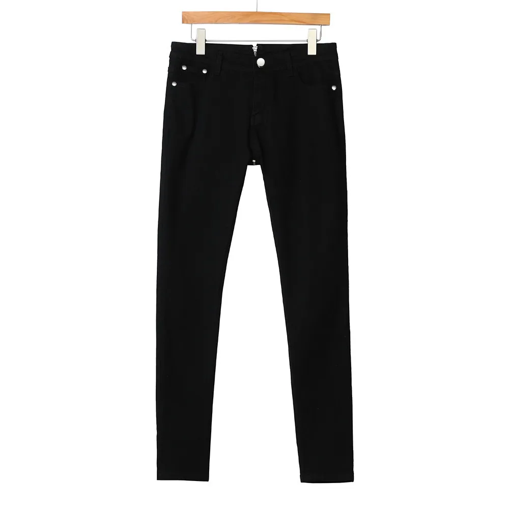 Женские узкие Стрейчевые джинсы на молнии сзади, обтягивающие джинсы, брюки с высокой талией, женские черные узкие Стрейчевые джинсы# G30 - Цвет: Черный