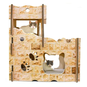 

Corrugated cat house castle thickening climbing frame cat scratching plate claws multifunctional cat litter cat house new produc