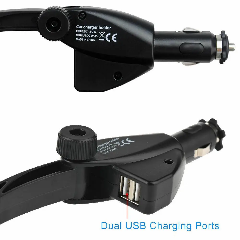 Dual USB Ports Car Cigarette Lighter Charger Mount Holder Mobile Phone bracket For Cell Phone GPS