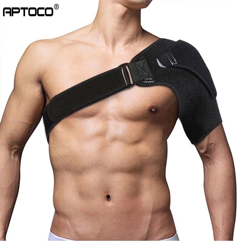 Aptoco Shoulder Bandage Protector Brace Joint Pain Injury Shoulder Support Strap Training Sports Equipment Adjustable Left/Right