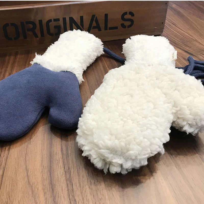 New Children's Mittens Winter Wool Baby Knitted Gloves Children Warm Rope Baby Mittens For Children 1-3 years old