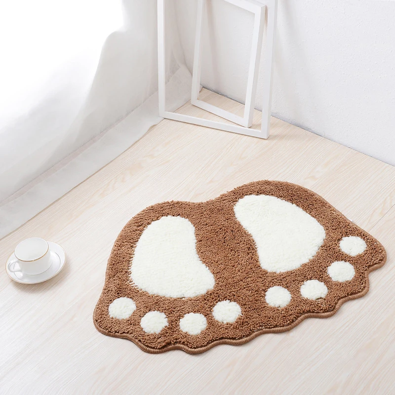 

Blue Bath Mat Red Khaki Orange Bathroom Door Living Room Floor Mats Cartoon Foot Print Green Practical