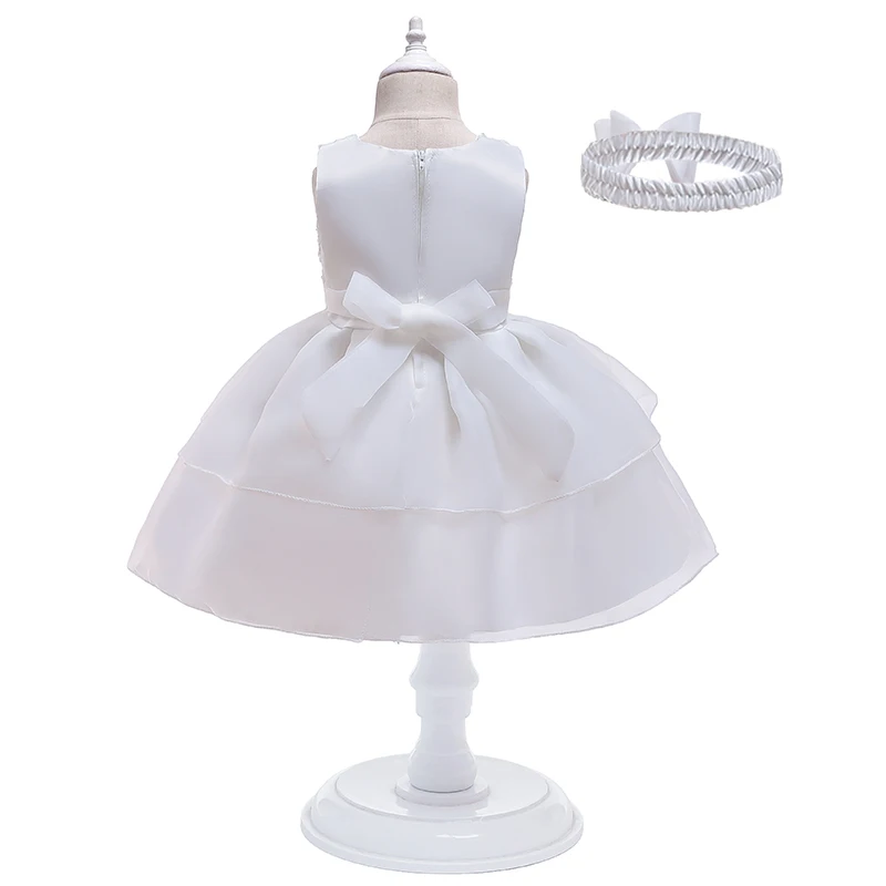 Baby Girl Party Wedding Bridesmaid Child Dress Festival Princess Bow Dresses For 0-2Y Children Custome Ball Gown Clothes