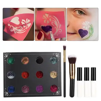 

Face Powder 12 Colors Body Painting Glitter Temporary Tattoo Face Painting Glitter Powder Set for Festival Face Makeup Powder