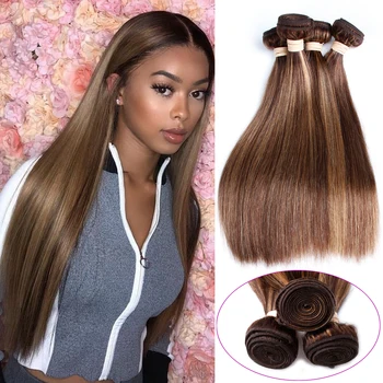 

BEAUDIVA Hair P4-27 Human Hair Bundles Indian Straight Hair Bundles 3Bundles Remy Human Hair Extensions