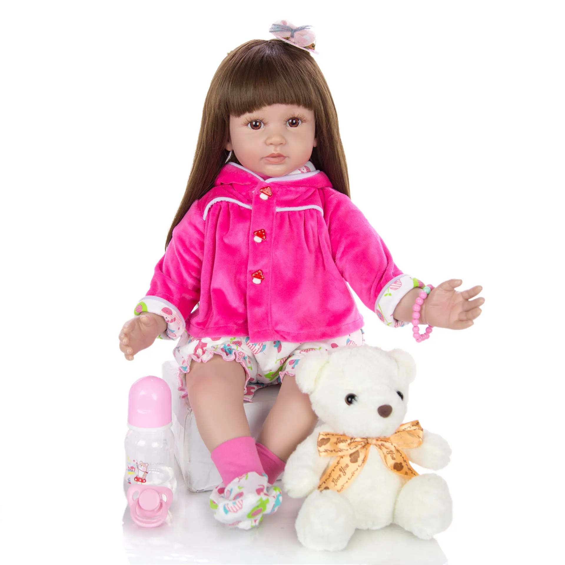 

24 Inch Reborn Baby Dolls Cloth Body Lifelike Girl toddler babies alive Doll toys For Kid Birthday Xmas Gift