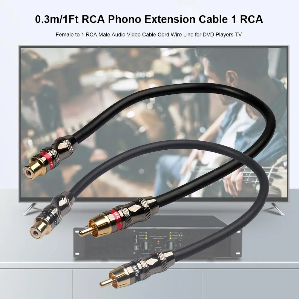 0,3 m/1Ft соединитель-гнездо типа RCA удлинитель 1 RCA Женский до 1 RCA Мужской Аудио-видеокабель шнур провод для dvd-плееров