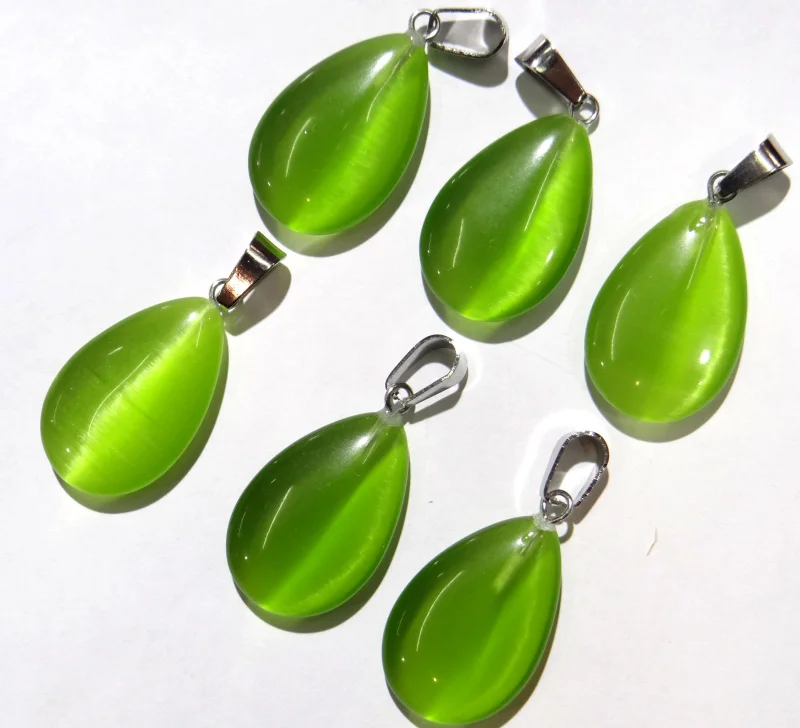 Natural stone Teardrop aventurine Quartz Crystal tiger eye Cat eyes pendants for diy jewelry making necklace Accessories12pcs