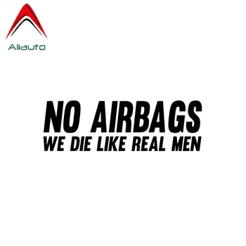 

Aliauto Funny Car Sticker No Airbags We Die Like Real Men Accessories Waterproof Reflective Decal Vinyl Black/silver,16cm*5cm