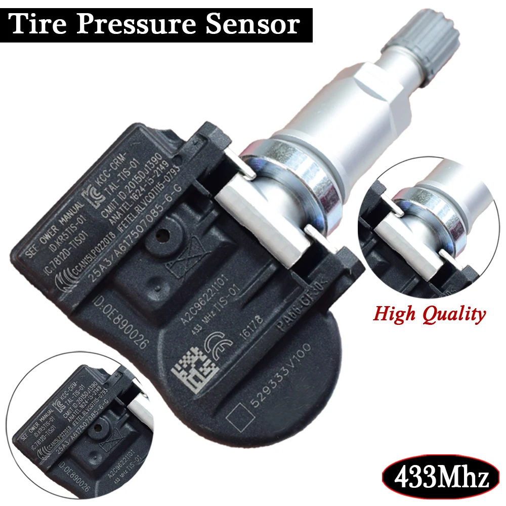 1Pcs New Car TPMS Sensor Tire Pressure Monitor System For Hyundai iX350 Asuna Sunrunner 433Mhz 52933-3V100 529333V100 | Автомобили и