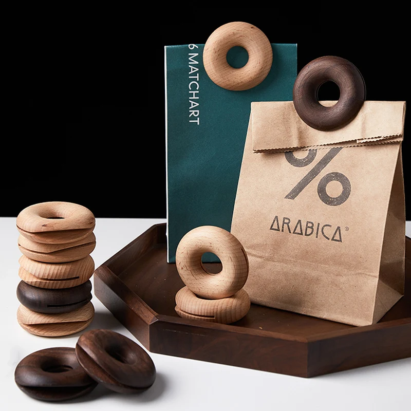 2Pcs Wood Bag Clips Sealer Nordic Doughnut Shape Snacks Food Clip Wooden Storage Organization Sealing Kitchen Gadgets | Дом и сад