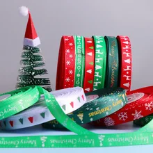 

25 Yards/Roll 10mm Christmas Ribbon Printed Grosgrain Ribbons for DIY Handmade Decoration Holiday Gift Wrapping Ribbon Hair Bows