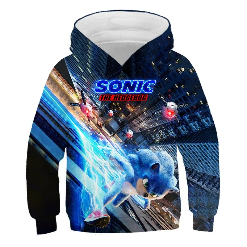 Толстовки для мальчиков Sonic the Ежик 3D осенне зимняя верхняя одежда детский