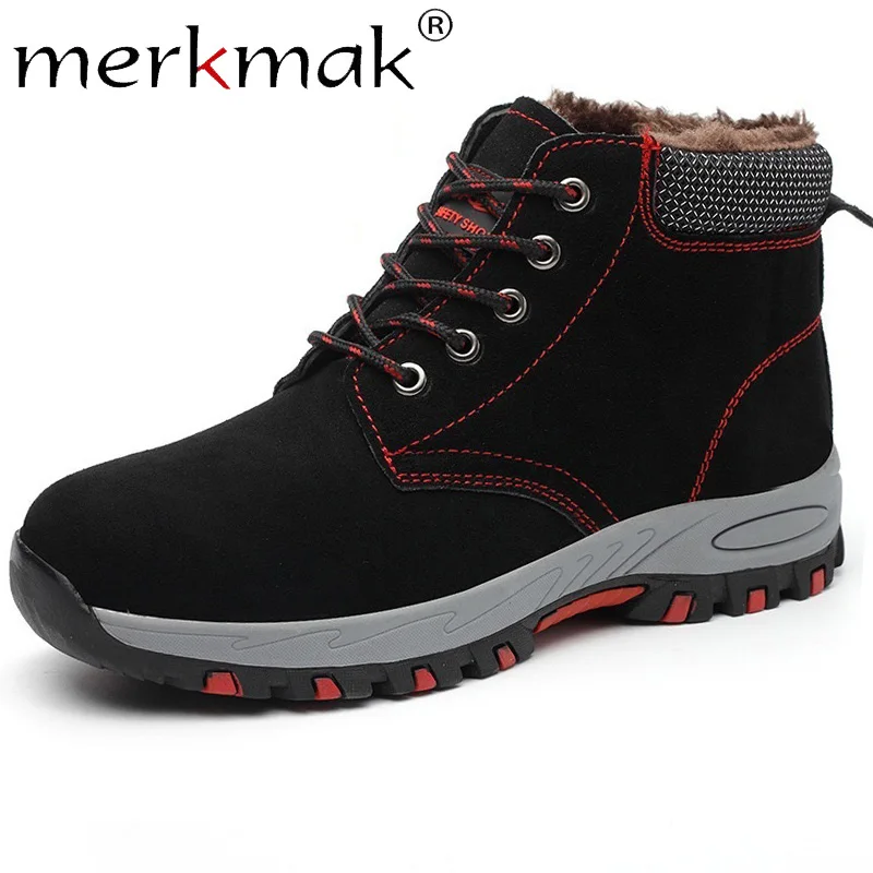 

Merkmak 2019 Autumn Boot Men Casual Leather Shoes Winter Warm Man Boot Work Shoe Outdoor Lace Up Chaussure Homme Big Size 36-46