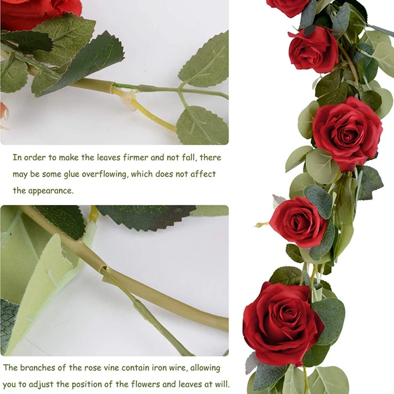 6.5 Inch Long Artificial Eucalyptus And Rose Vine Hanging Greenery Eucalyptus Garland Artificial Plants Ivy Home Wedding Decorat