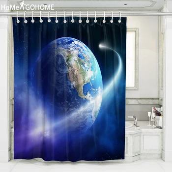 

Galaxy Shower Curtains Cosmic Planet 3D Bathroom Washable Polyester for Starry Night Pattern Blue Bath Curtain cortina de ducha