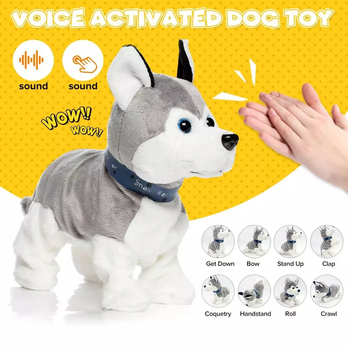 Mimibear Electric Dog Plush Toy Can Walk and Make Sound Husky