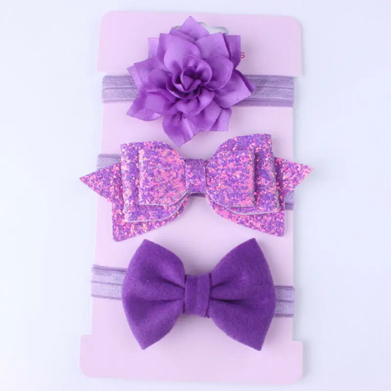 Dropshiping 3Pcs/Set Headwear Cute Infant Baby Girls Bow Headband Newborn Elastic Hairband Hair Photo Props Wholesale Gift